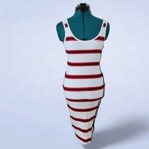 Tommy Hilfiger Striped Sleeveless Ribbed Dress with Snap Button Side - Size XXS
